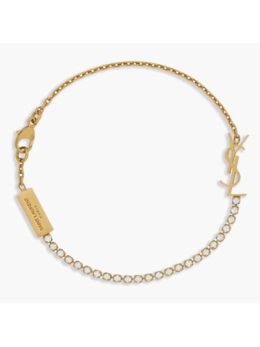 SAINT LAURENT YSL Cassandra logo crystal bracelet